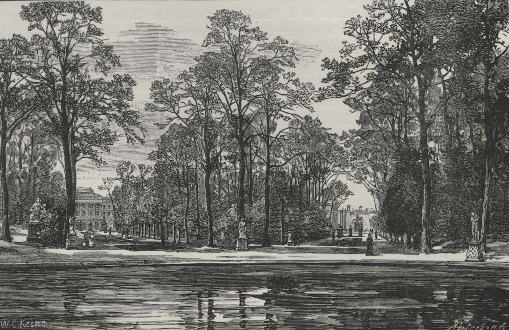 BRUSSELS. View in the Park, Brussels 1882 old antique vintage print picture